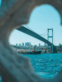 The Bosphorus through a stone window