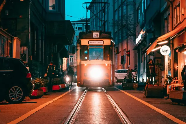 Kadıköy–Moda tram at dusk
